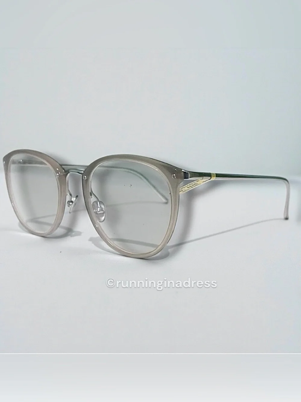 LINDA FARROW Calthorpe Oval Optical Glasses NWT Milky Grey White Gold Titanium